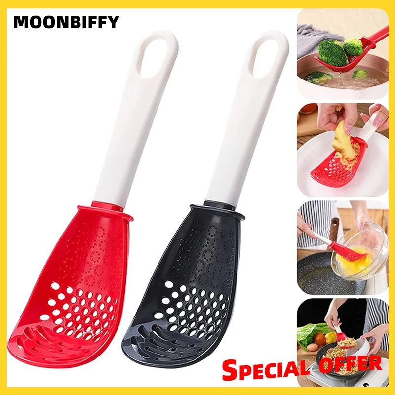 

Multifunctional Cooking Spoon Household Kitchen Strainer Scoop Heat-resistant Hanging Hole Potato Garlic Press Colander Tool