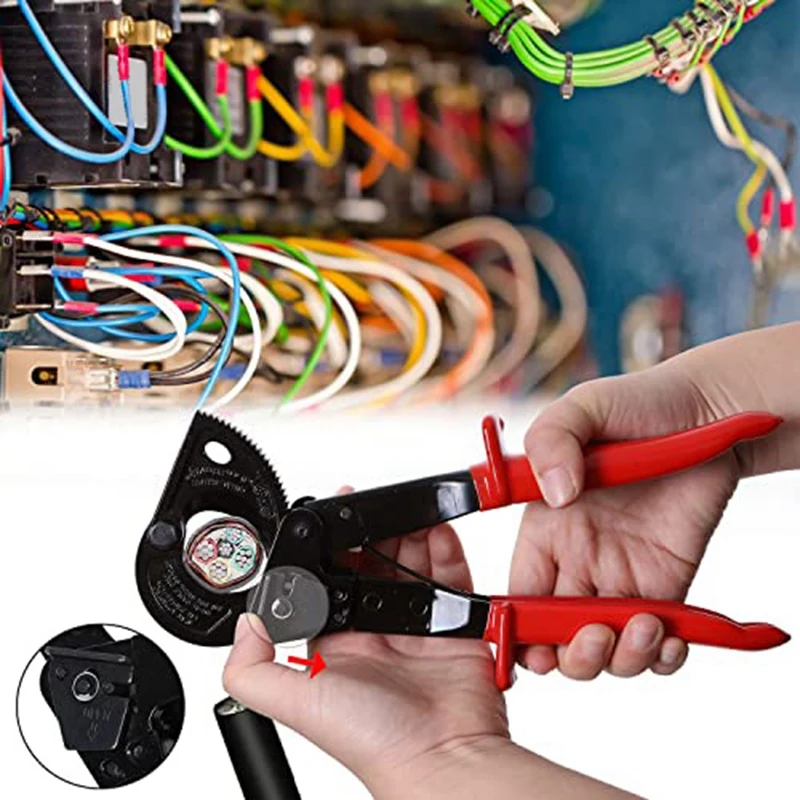 1 Piece WX-325 Hand Ratchet Cable Scissors Pliers Copper Aluminum Wire Labor-Saving Scissor Red