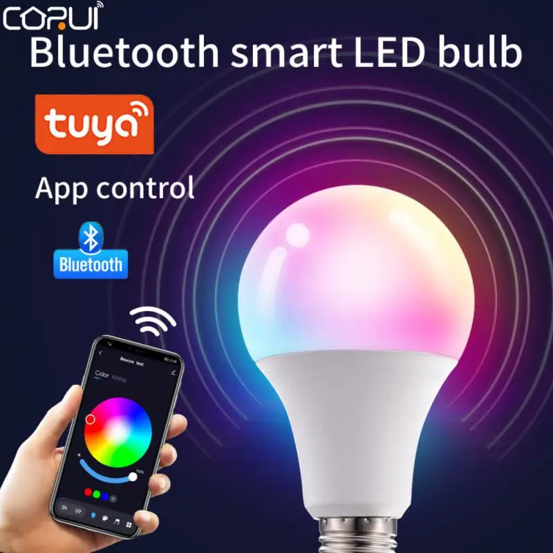 

Умная Светодиодная лампа CORUI Tuya, 10 Вт, совместимая с Bluetooth, E27 RGBW, лампа, меняющая цвет, RGB CCT, Декор, умный дом