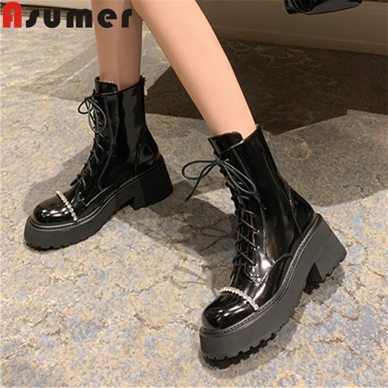 

Женские ботильоны из микрофибры ASUMER, ботинки челси на платформе, на плоской подошве, большой размер 34-43, 2022