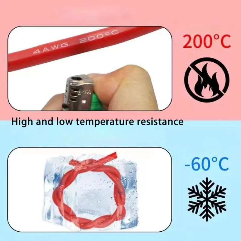 Фото Силиконовый провод, красный провод, черный провод, 10awg 8awg 6awg 4awg 2awg 0awg, высокотемпературный провод для автомобильного аккумулятора, 0,08 мм, медный провод из луженой меди №5
