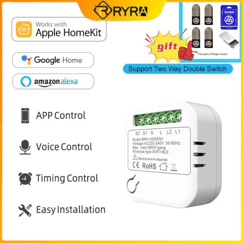 

For Homekit Smart WiFi Switch 2-way Double Switch Mini Smart Breaker Siri Voice Control Work With Alexa Google Home