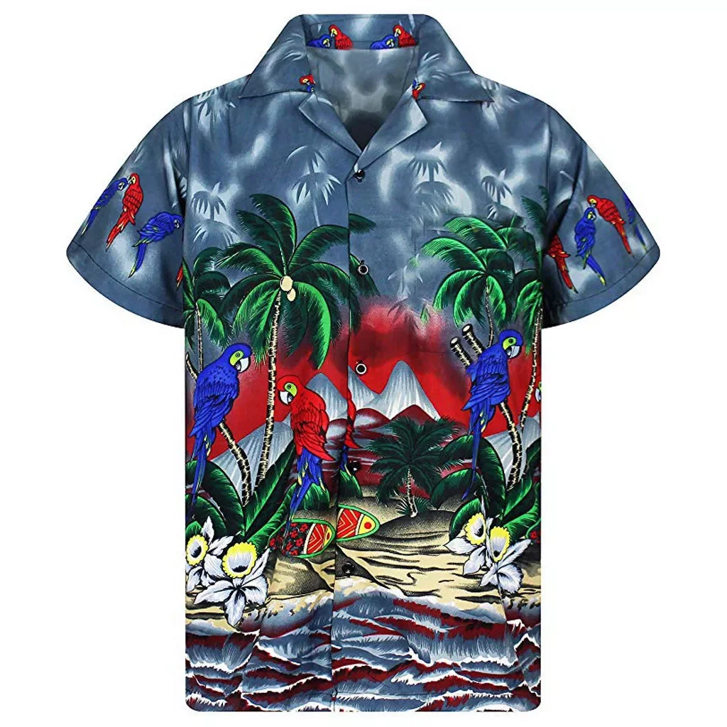 

Men's Loose Beach Shirts Loose Top Short Sleeves Hawaiian Style 2022 Hot Sale Camisa Summer Fashion 3d Coconut Tree Print Shirts
