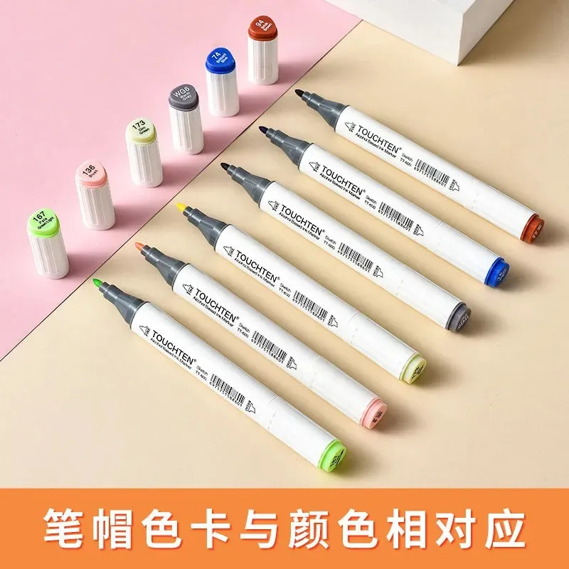 Markers Set 60 80 Colors Dual Tips Alcohol Graphic Sketching Markers White Pen for Bookmark Manga Drawing Art Supplies