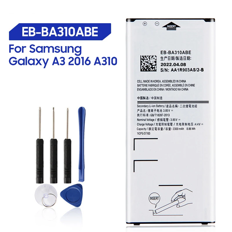 

Replacement Battery For Samsung Galaxy A3 2016 Edition A5310A A310 Rechargeable Phone Battery EB-BA310ABE EB-BA310ABA