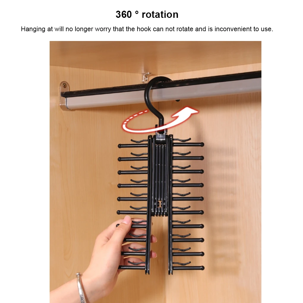 

Tie Rack Portable Hanging Foldable 20 Slot Rotatable Replacement Household Closet Belt Headband Necktie Holder Hanger