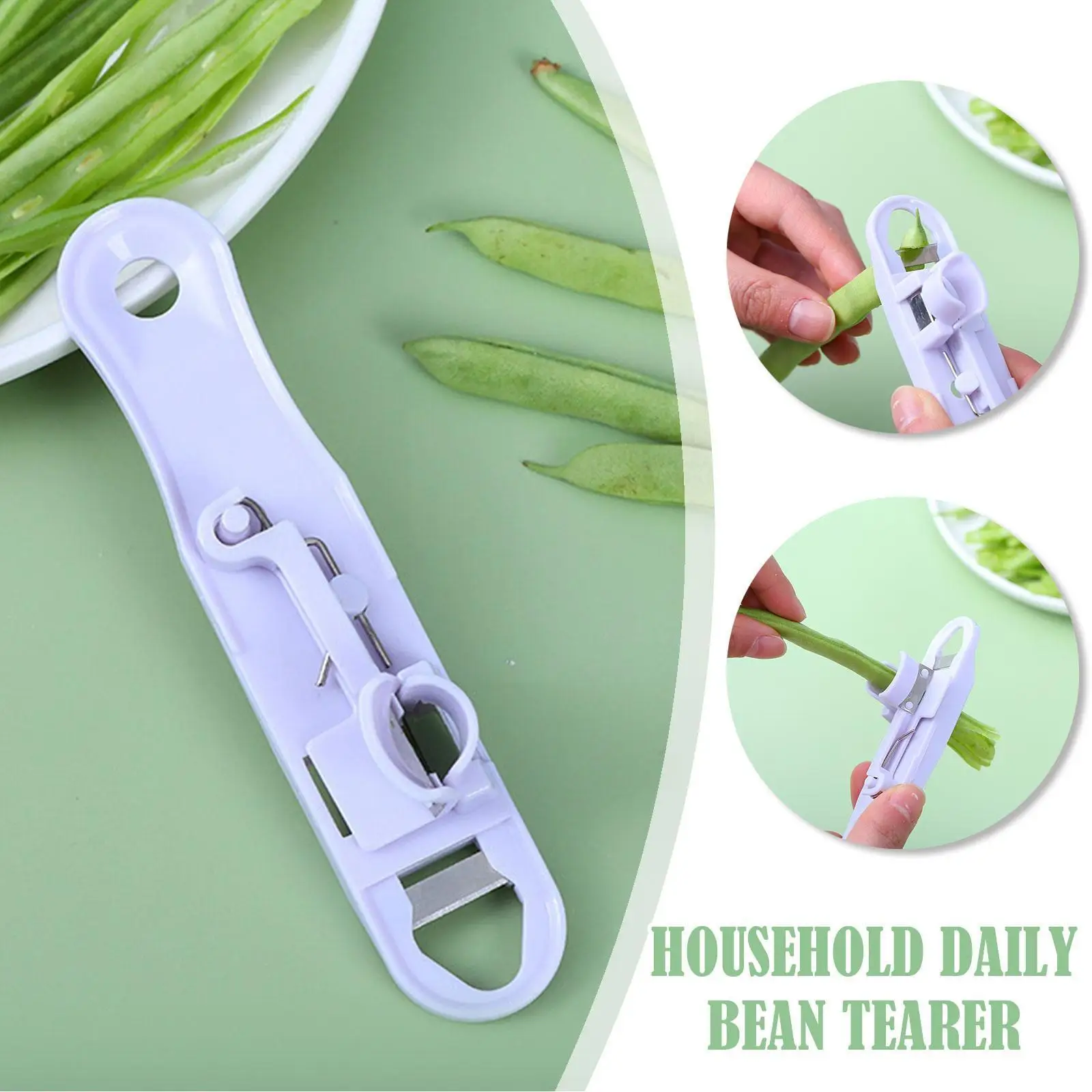 

Plastic Bean Cutter French Runner Green Bean Slicer Vegetable Remover Peeler Bean Tools Kitchen Shredder Stringer Cutter G8U3