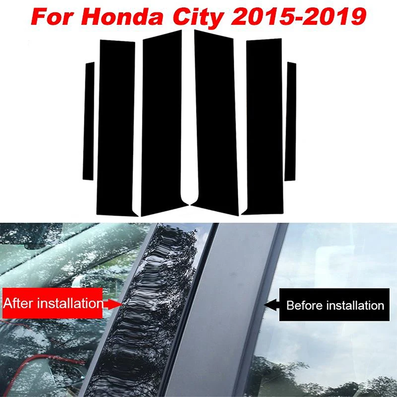 

Столбы для Honda City 2015 2016 2017 2018 2019, комплекты накладок на дверь и окно, наклейки, автостайлинг, Внешние детали