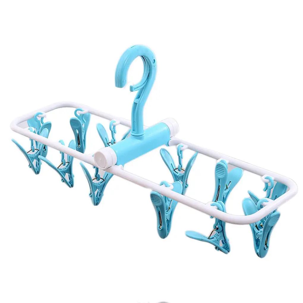 

12 Clip Folding Drying Rack Multi-functional Foldable Underwear Socks Clips Plastic Clothes Clamps Hanger