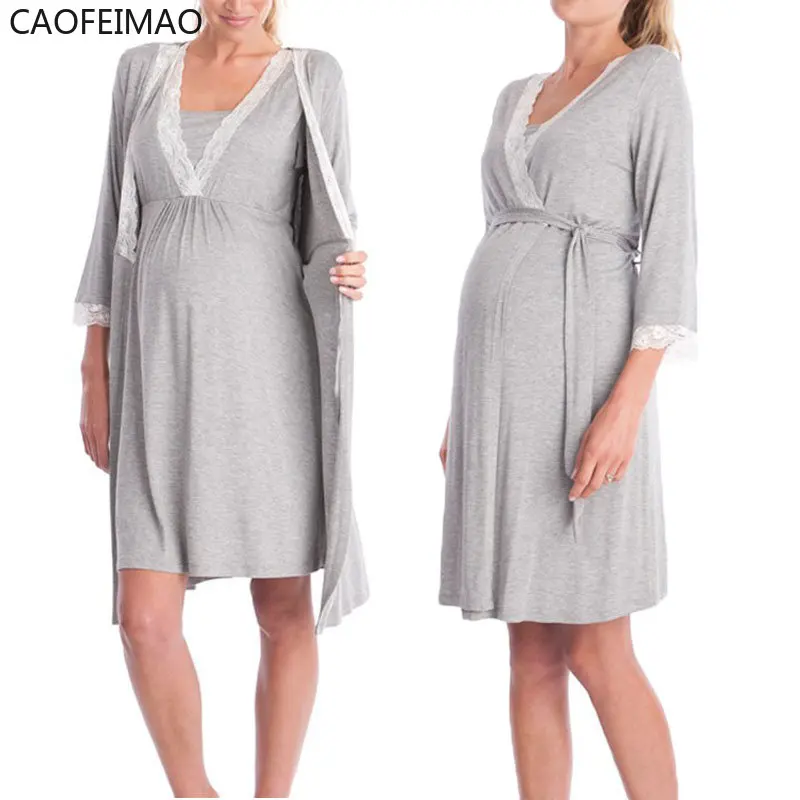 

Ночная рубашка для беременных ночная рубашка для кормящих женщин кружевная одежда для сна с регулируемым поясом пижамное платье Одежда для беременных