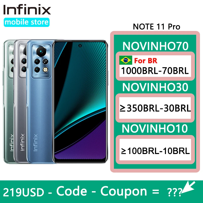 Infinix Note 11 Pro 8GB 128GB 6.95'' Display Smartphone Helio G96 120Hz Refresh Rate 64MP Camera 33W Super Charge 5000 Battery