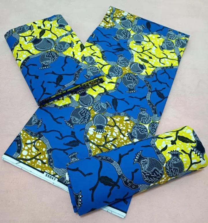 2022 африканская восковая ткань Анкара блеск батик персиковая материал золотой 100