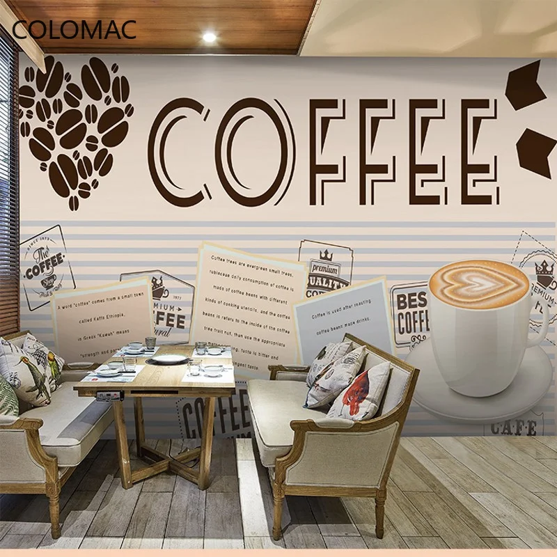 

Colomac Custom Photo Wallpaper European Modern Minimalist Logo Coffee Shop Background Decorative Mural Dropshipping