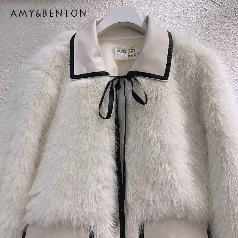 Casual Fur Furry Coat Women's Wool Jackets Autumn and Winter Pu Fur Integrated Coat Top Fashion Trend Warm Jackets for Ladies