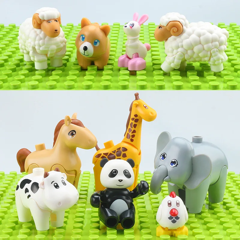 Zoo Big Particle Building Blocks Movable Cute Animals Kangaroo Duplo Accessories Smooth Material Educational Toys For Children images - 6