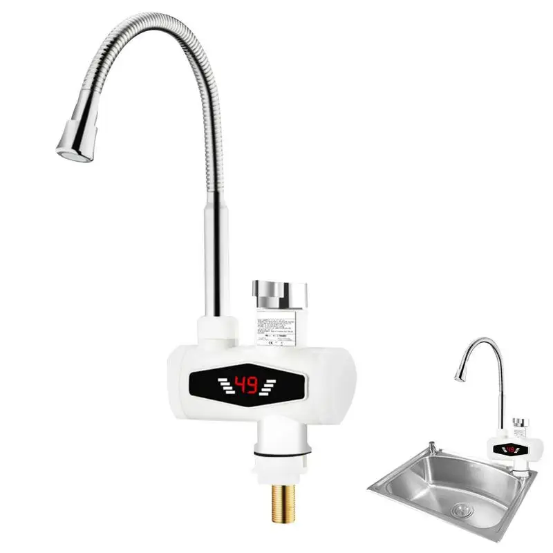 

Electric Faucet Water Heater 220V Hot Water Heater Faucet Adjustable Direction Bathroom Kitchen Heating Tap Faucet With LED