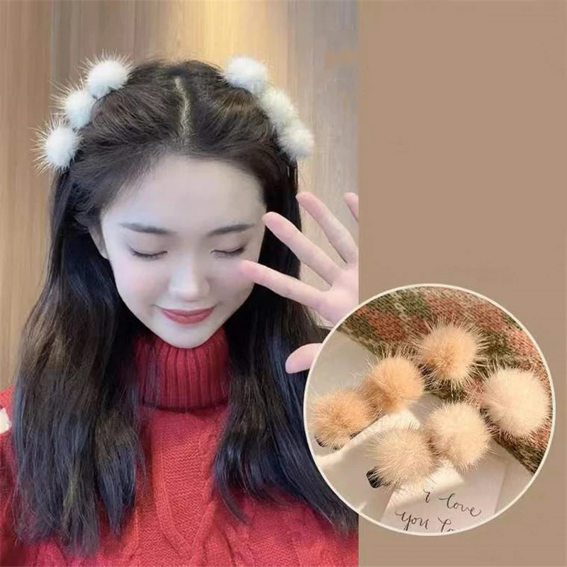 

Fashion Plush Hair Clips Women Girls Candy Color Artificial Fur Barrettes Sweet Hairpins Hair Accessories Hairwear