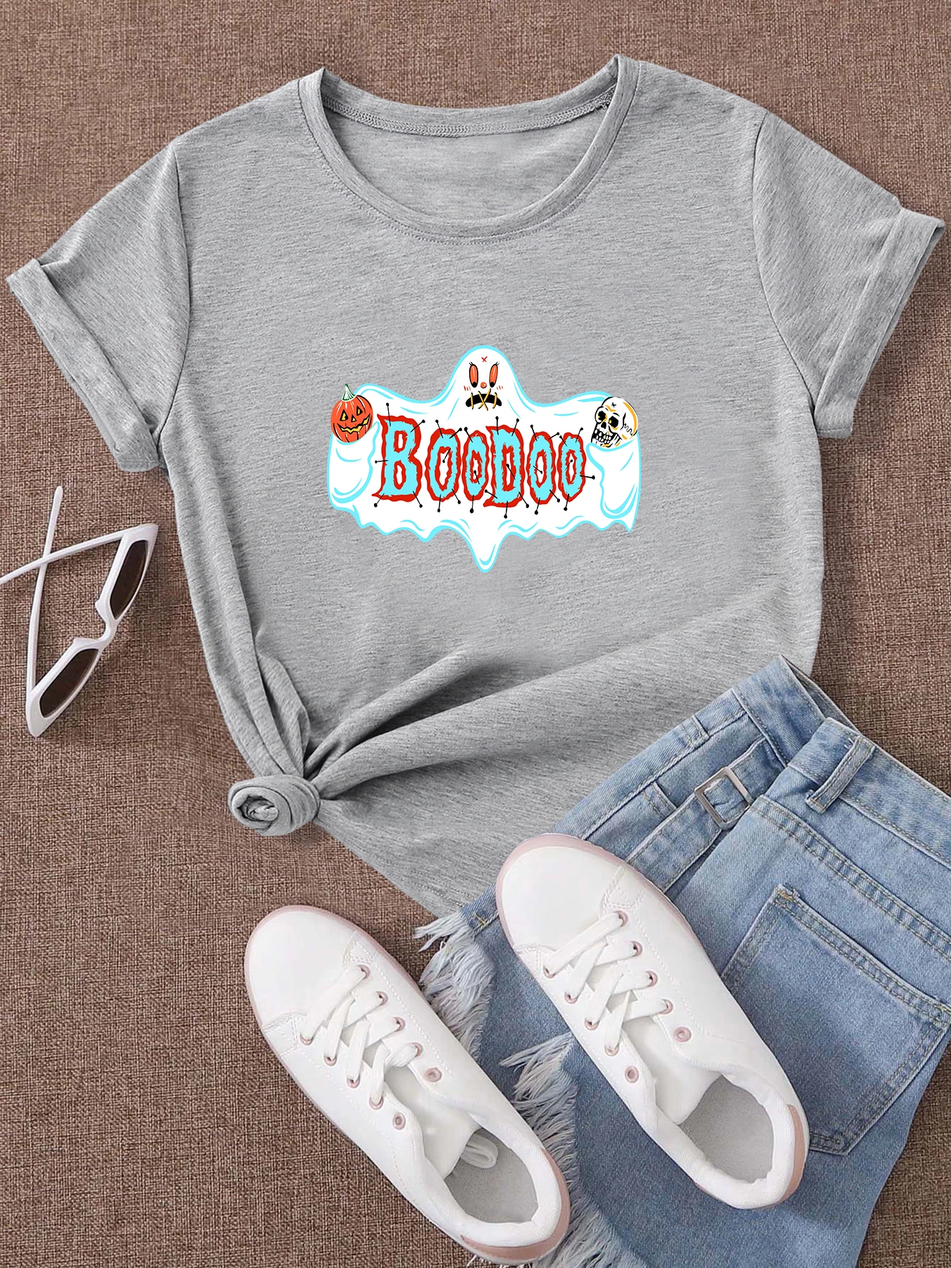 Футболка BOODOO с тыквой черепом призраком Хэллоуин хлопковая Готическая винтажная