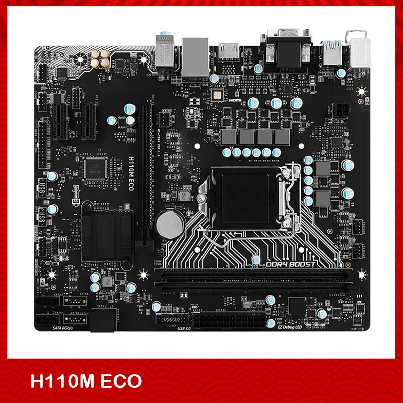 

Оригинальная настольная материнская плата для Msi H110M ECO LGA1151 DDR4 32 Гб PCI-E3.0 SATA3 USB3.1 Gen1 MicroATX полностью протестирована