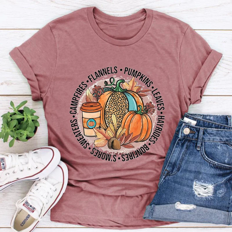 

Love Fall Y'All Shirt Leopard Print Fall Shirts Thanksgiving Aesthetic Clothes Hello Pumpkin Tees Peace Love Thanksgiving Tops
