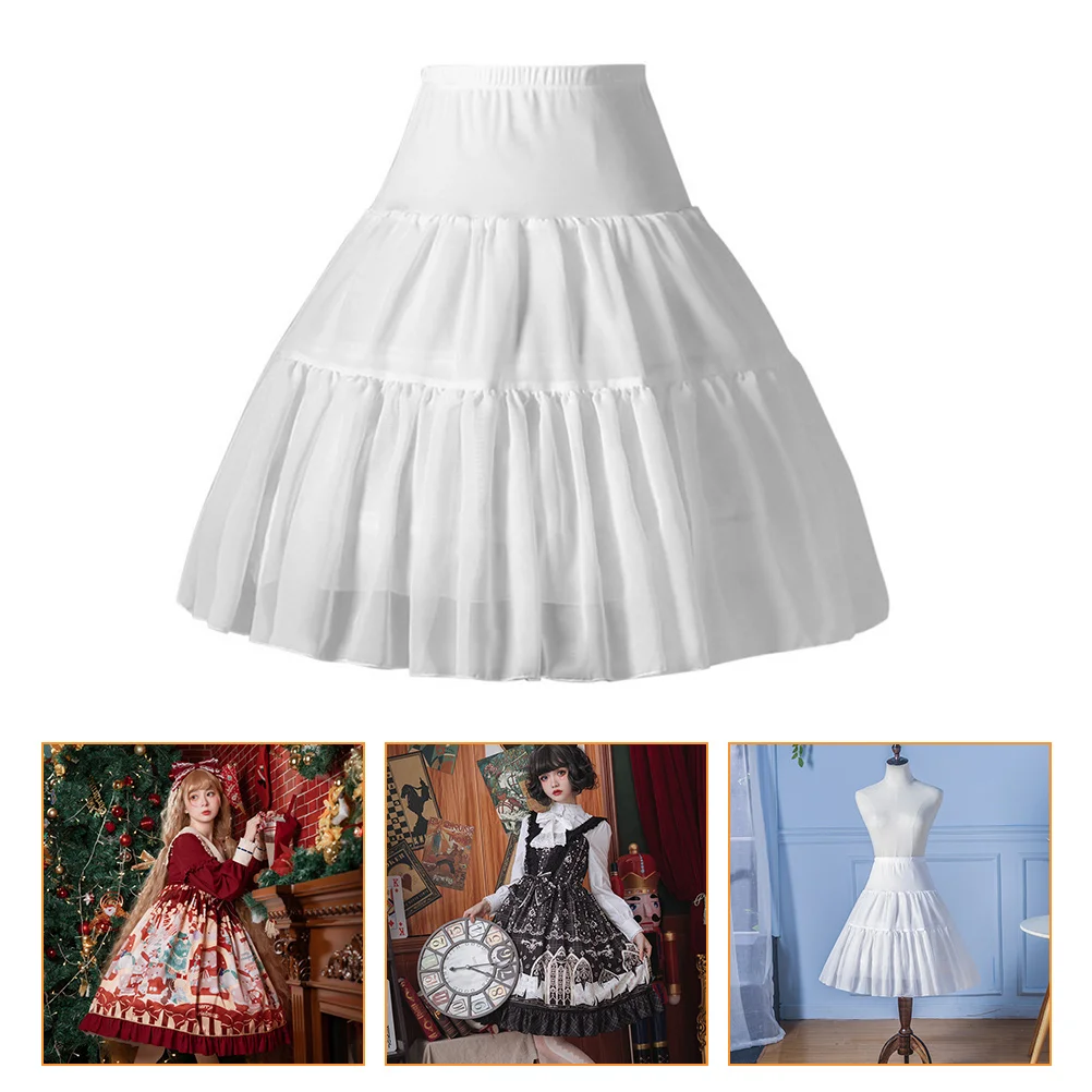 

Herringbone Skirt Layered Crinoline Lolita Petticoat for Women White Lace Dress