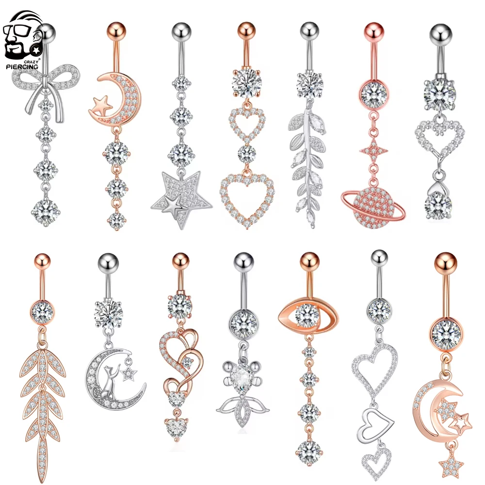 Кольцо для пирсинга живота с кристаллами циркония Ювелирное Украшение пупка в