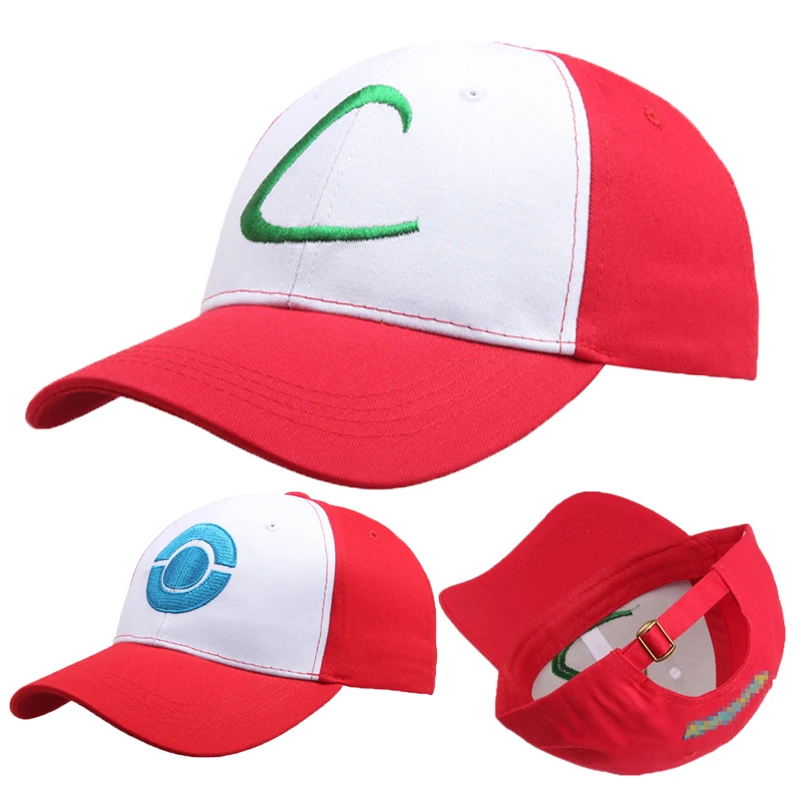 

Anime Ash Ketchum Hat Cosplay Embroidery Adjustable Unisex Adult Sunhat Costume Baseball Cap