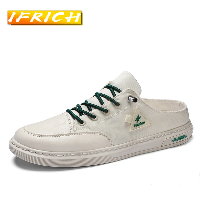 

2022 New Trend Summer Casual Shoes For Male Fashion Men Half slippers Cotton Fabric Walking Shoes Mens Half Drag Man Flats Shoe