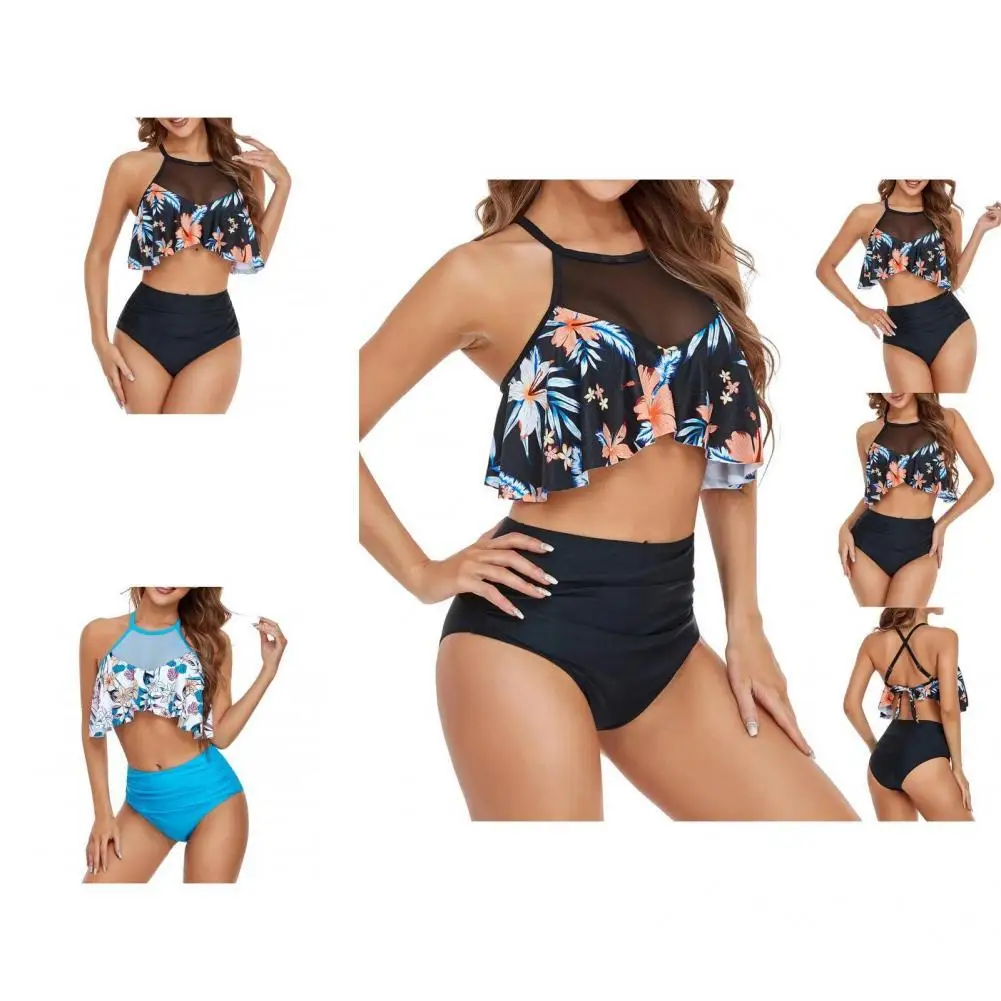 

Быстросохнущие очаровательные брифы с высокой талией, купальник, плиссированный бюстгальтер, трусы, набор эластичных для бассейна