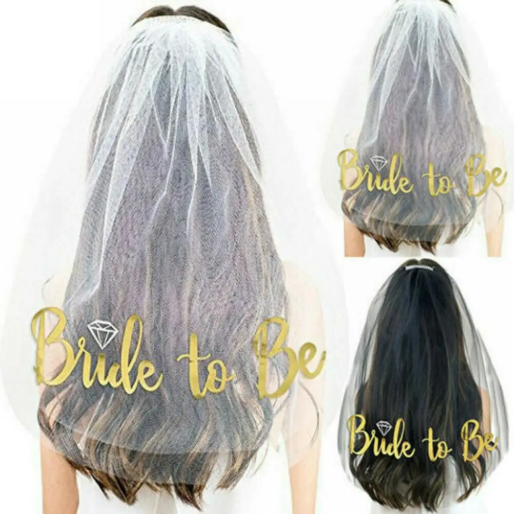 

White/Black Bridal Veil Bride To Be Sash Bachelorette Hen Party Bridal Shower Marriage Gift Decoration Hair Wedding Party Access