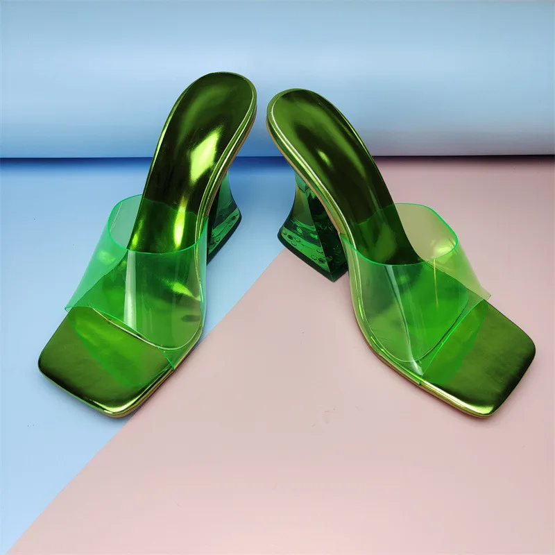 Sexy Ladies Shoes summer 2022 new High Heel Slippers Women Fashion Color Crystal Transparent Heel Slippers Women Slides Women