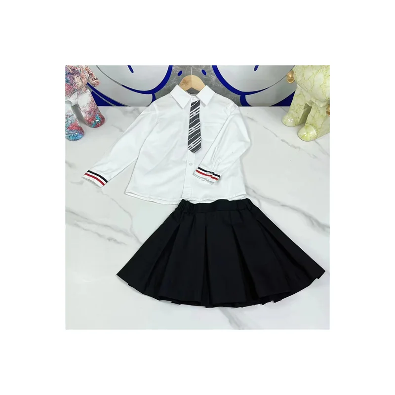 

College style Baby Girls Clothes Sets 2022 Autumn Brand New Long Sleeve Shirt with Skirt 2 Piece For Teenager Girls Suits