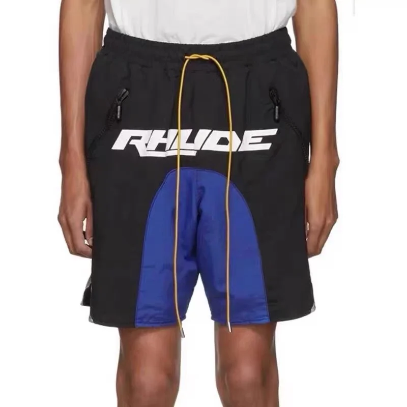 

2023 Fashion Woman Blouse RHUDE 3M Reflective Pant INS Manager Rapper Same Colorblock Logo Print Shorts