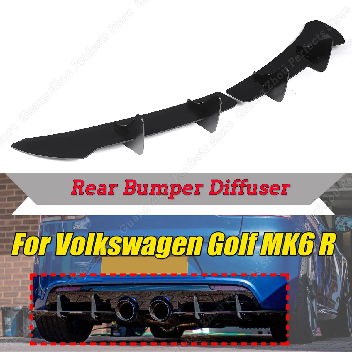 

Для VW Golf MK6 R 2009 2010 2011 2012 фотоэлемент спойлер сплиттер протектор Тюнинг автомобиля комплекты кузова глянцевый черный