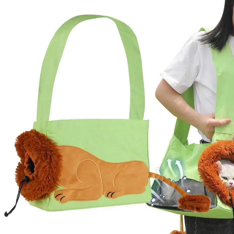 

Pet Carrier Bag Portable Travel Bag Cat Bag Cartoon Lion Carrier Bag Breathable Canvas Foldable Dog Bag For Outings Dogs Cats