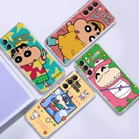 clear case for samsung galaxy s22 ultra s20 fe s21 plus s10 note 20 10 lite s9 s8 s10e soft phone cover cute crayo shin chan