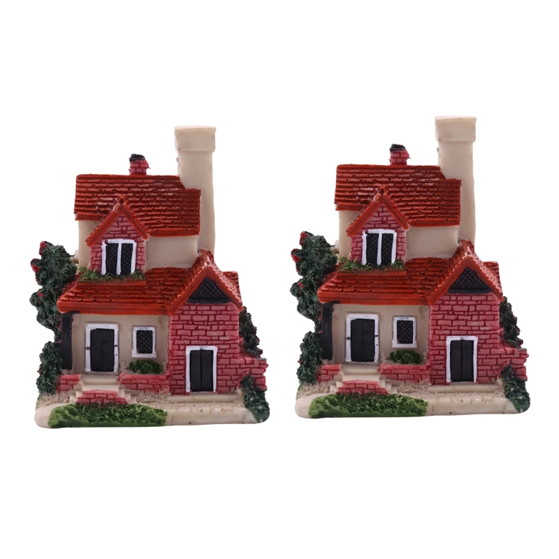 

2X Cute Mini Resin House Miniature House Fairy Garden Landscape Home Garden Decoration Resin Crafts 4 Styles Random