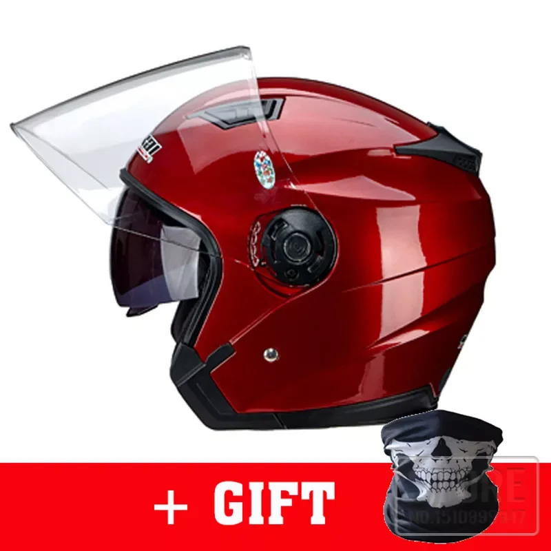 

New Vintage Motorcycle Helmet Four Seasons Motorbike Open Face Half Double visor Helmet Capacete Scooter Bike cap helmets