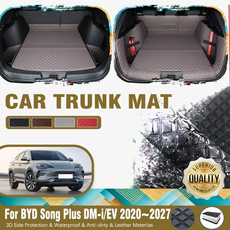 Фото Коврики в багажник автомобиля для BYD Song Plus DM-i EV Seal U Sealion 6 SA3 2020-2027, кожаные чехлы на багажник, коврики для багажника, автоаксессуары №1