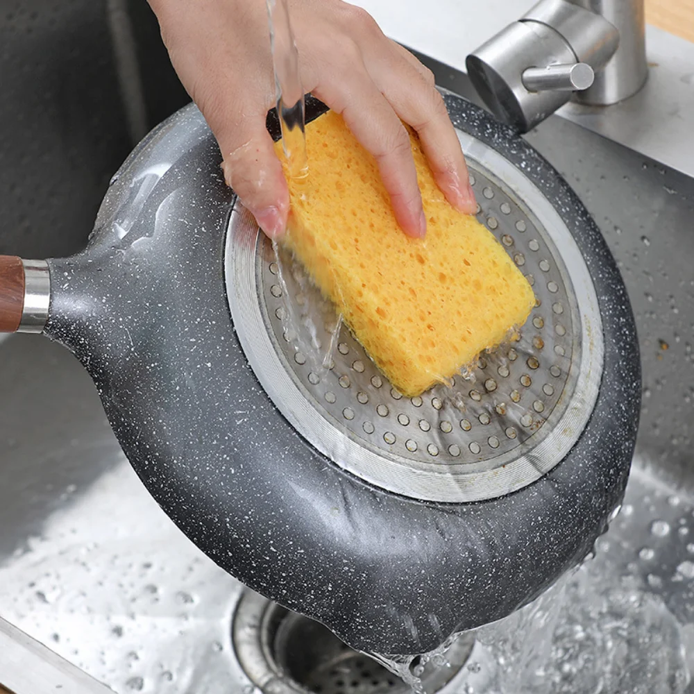

5Pcs Natural Wood Pulp Cotton Sponge Wipes Dishwashing Pot Brushes Cleaning Brush Household Kitchen Cleaning Accessories