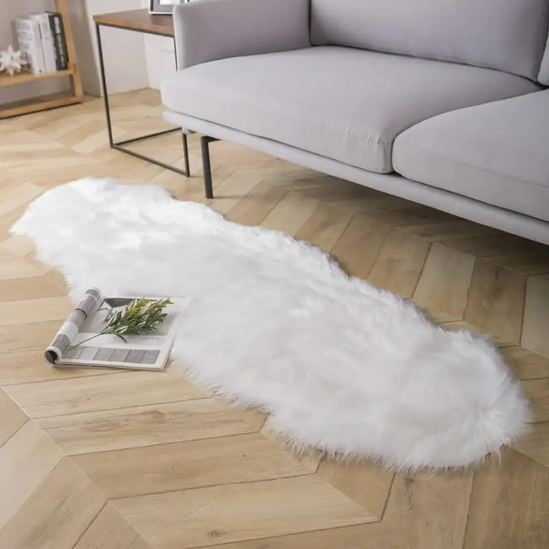 

Soft Faux Sheepskin Fur Series Fluffy Decorative Indoor Shag Area Rug, 2 x 6 Feet, white, 1 Pack