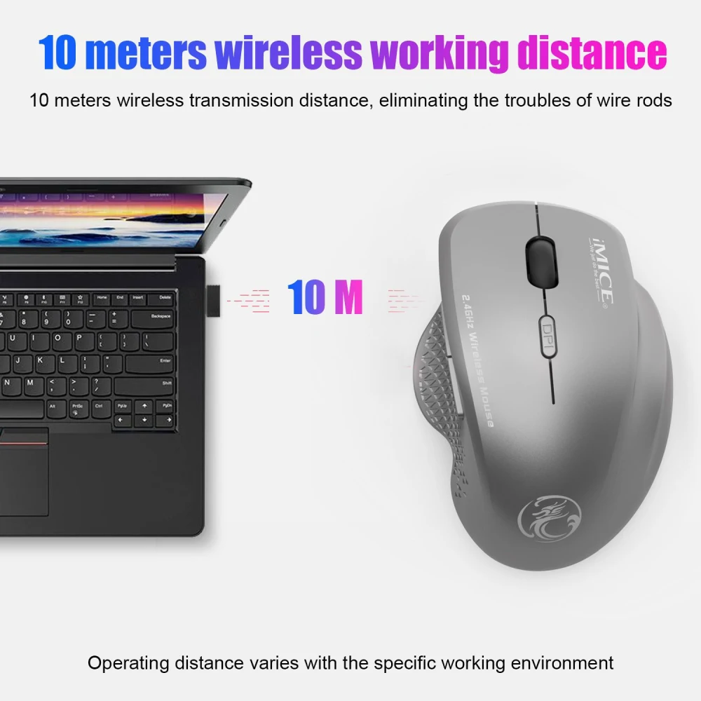 

1600DPI Wireless Mouse Adjustable USB Mouse G6 2.4GHz Ergonomic Mice PC Laptop Computer Tablet 6 Buttons Mute Wireless Mouse