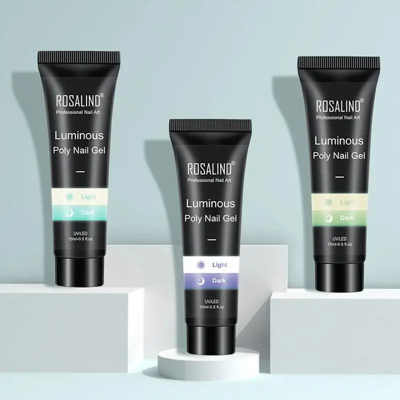 

15ml 3pcs Glow Nail Gel Kit Luminous Polish Nail Set Acrylic Crystal Phototherapy Gel Luminous UV LED Nail Gel