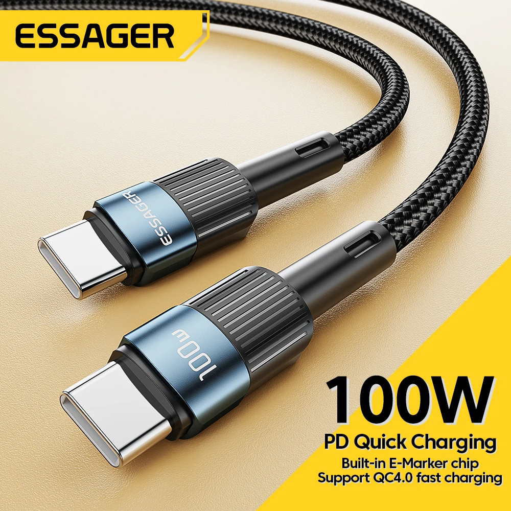Essager 100W USB Tipe C Ke Kabel USB C USB-C PD Pengisi Daya Cepat Kabel Pengisi Daya untuk Macbook Samsung Xiaomi Tipe C Kabel USBC 3M