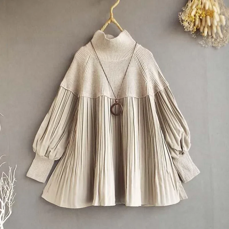 В наличии новинка 2024 весна/осень/зима вязаный комбинированный топ-поло с высоким