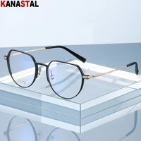 women pure titanium round trend eyeglasses frames men eyewear optical blue light blocking myopia prescription reading glasses