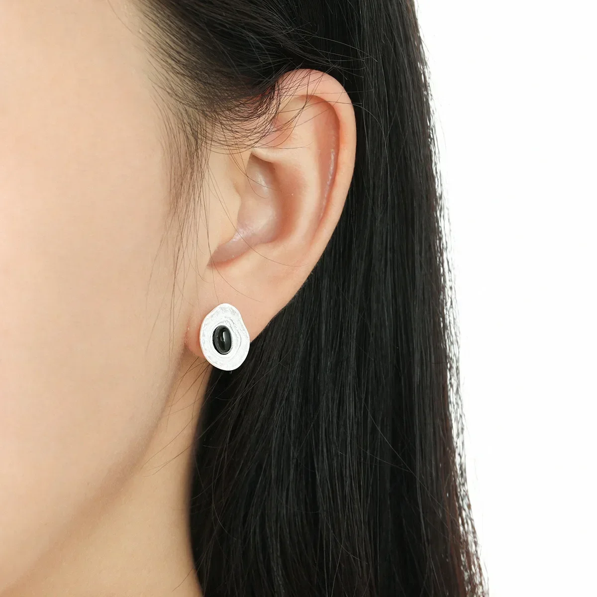 Серьги-гвоздики GXGlint из стерлингового серебра 925 пробы с черным ониксом и