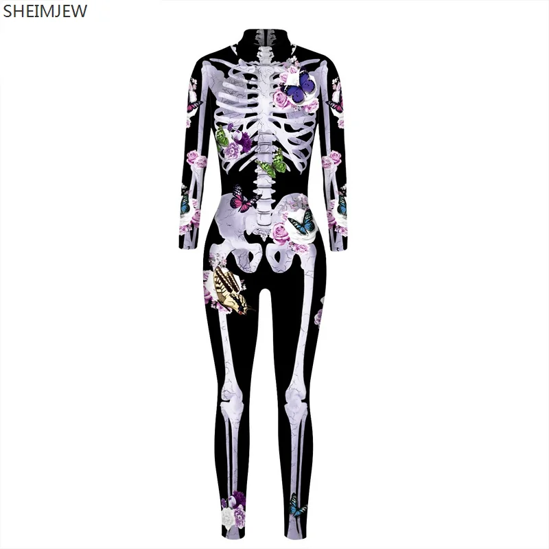 

Cosplay Costume Zentai Bodysuit Fancy Suit Halloween Skeleton Punk Gothic Women Sexy Skull Skeleton Slim Jumpsuit