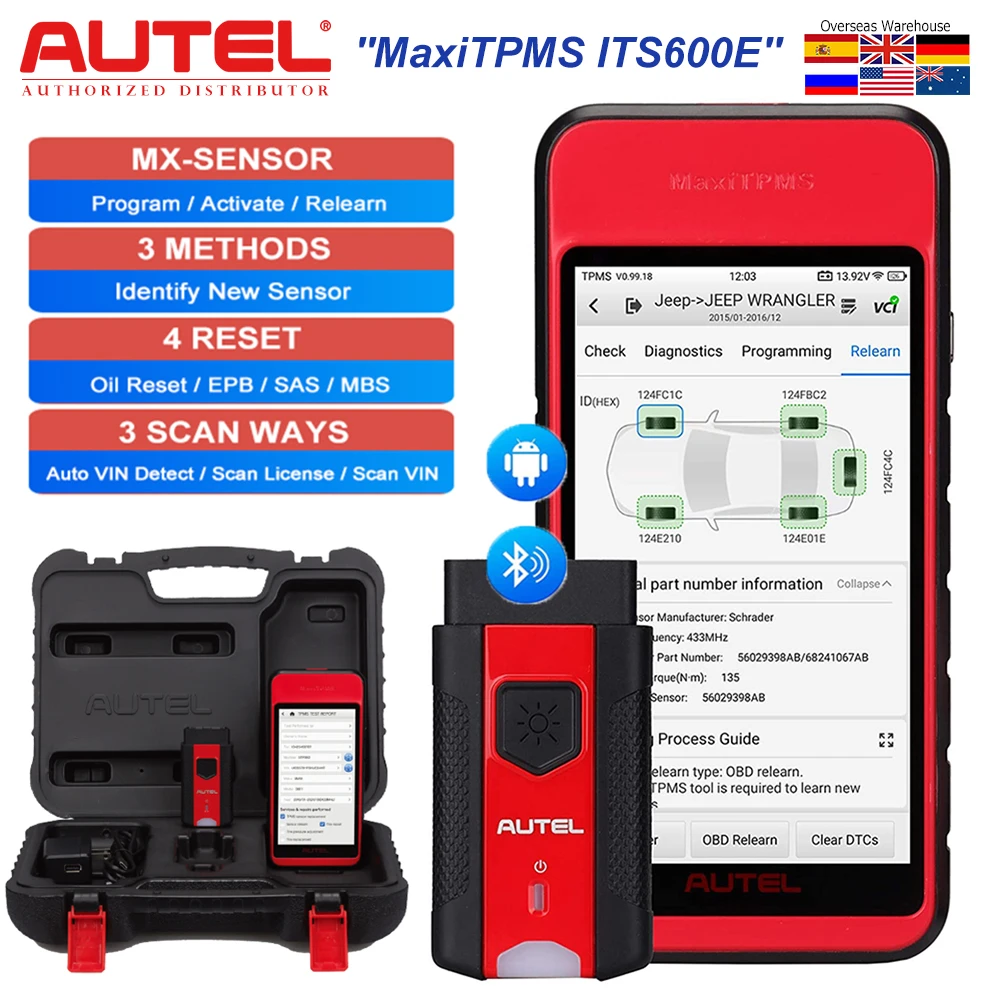 

Autel MaxiTPMS ITS600E TPMS Sensor Programming Tool Tire System Diagnostic Tool Oil Reset, BMS, SAS, EPB Upgraded Ver. of TS508