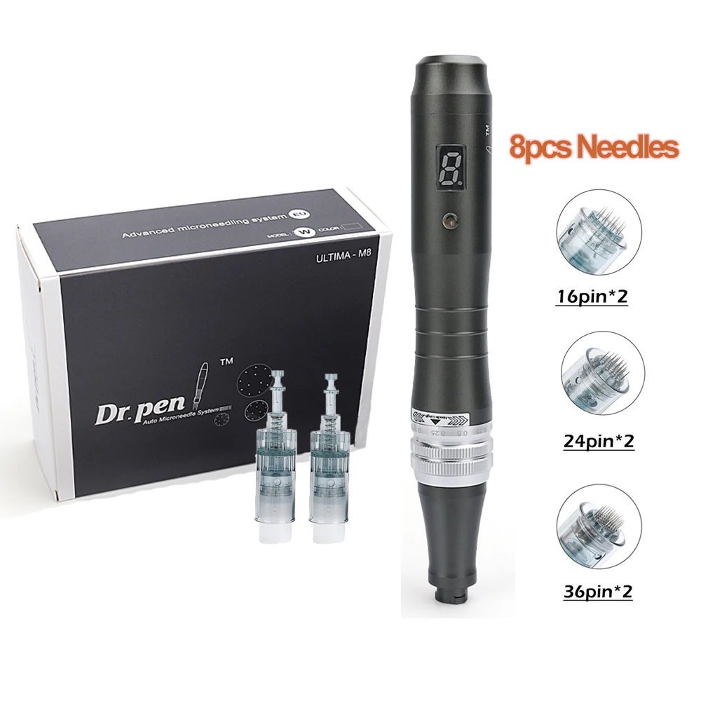 Dr Pen M8 Professional Microneedling Derma Pen with 8pcs Needle Cartridge Anti Aging Wrinkle Removal Beauty Pen Wireless Machibe